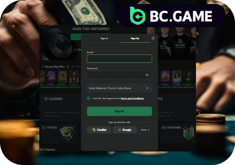 BC Game account and deposits